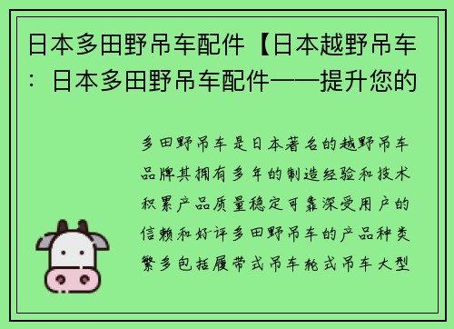 日本多田野吊车配件【日本越野吊车：日本多田野吊车配件——提升您的工作效率】
