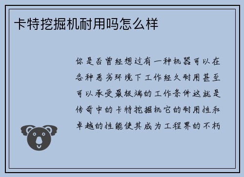 卡特挖掘机耐用吗怎么样